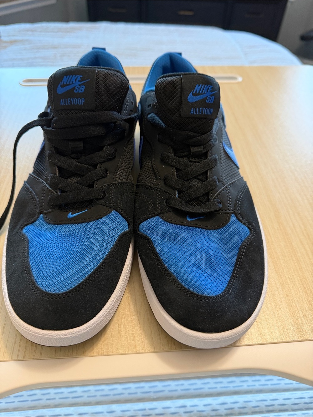 Nike Men's Black and Blue Alleyoop Skate Sneakers